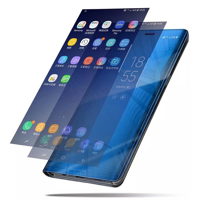 Etui zamykane z klapk� Clear View Cover z�oty Samsung Galaxy A30s / 3