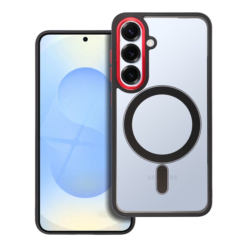 Pokrowiec Color Edge Mag Cover MagSafe czarno-czerwony Samsung Galaxy S25