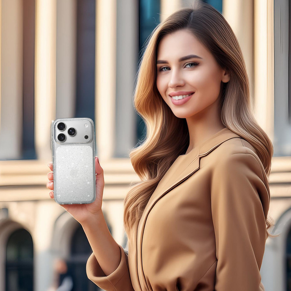 Pokrowiec Crystal Glitter Case srebrny Apple iPhone 17 Pro / 4