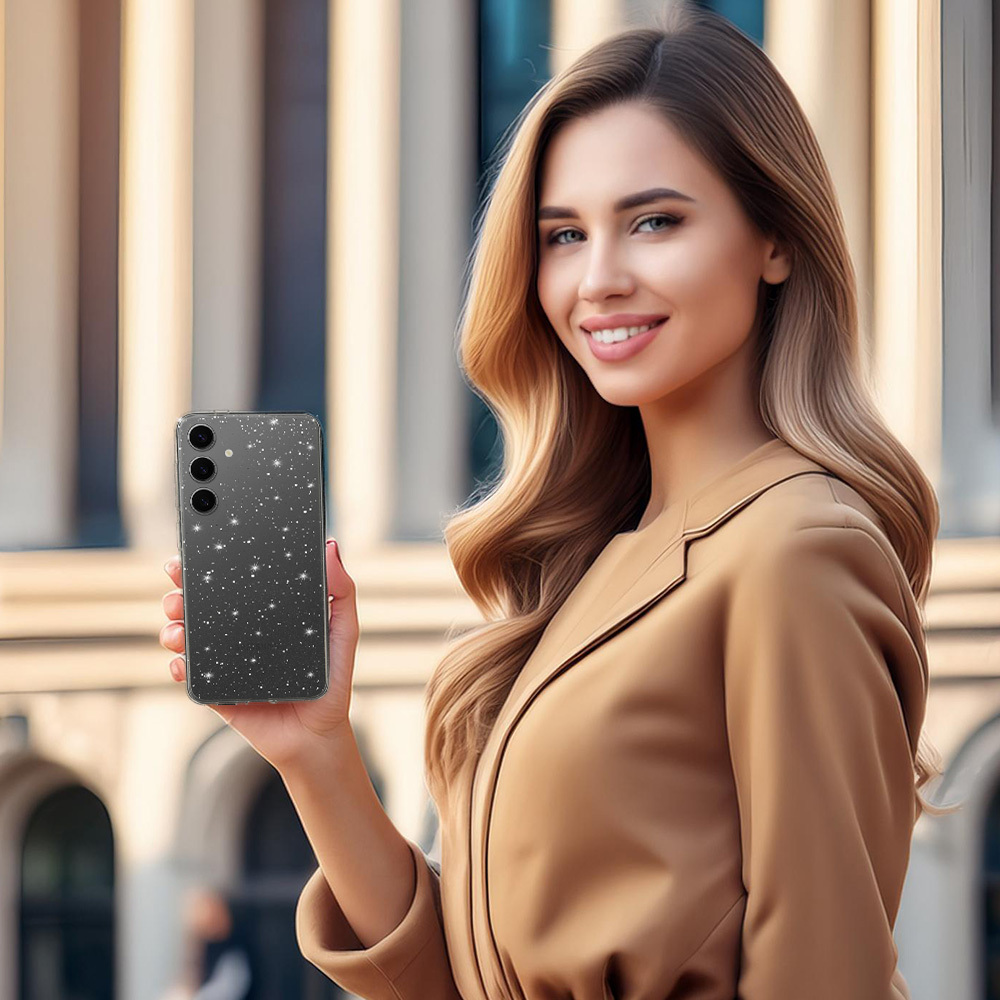 Pokrowiec Crystal Glitter Case srebrny Samsung Galaxy S25 / 4