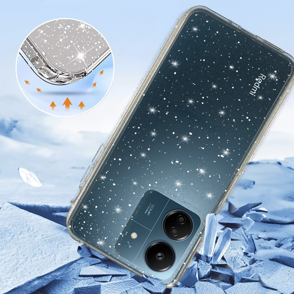 Pokrowiec Crystal Glitter Case srebrny Xiaomi Redmi 14C / 3 Pokrowiec Crystal Glitter Case srebrny Xiaomi Redmi 14C / 3
