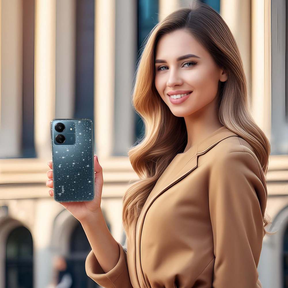 Pokrowiec Crystal Glitter Case srebrny Xiaomi Redmi 14C / 4 Pokrowiec Crystal Glitter Case srebrny Xiaomi Redmi 14C / 4