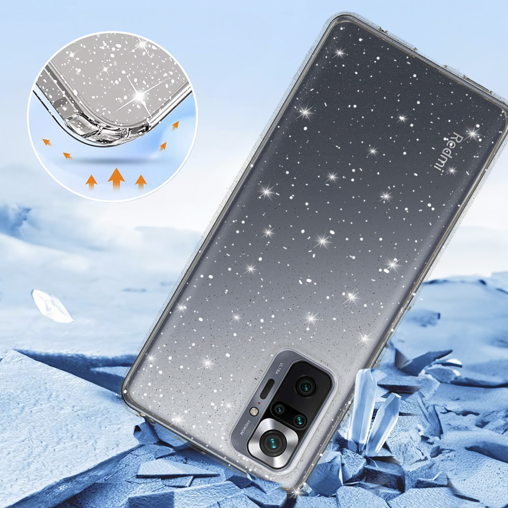 Pokrowiec Crystal Glitter Case srebrny Xiaomi Redmi Note 10 Pro Max / 3 Pokrowiec Crystal Glitter Case srebrny Xiaomi Redmi Note 10 Pro Max / 3