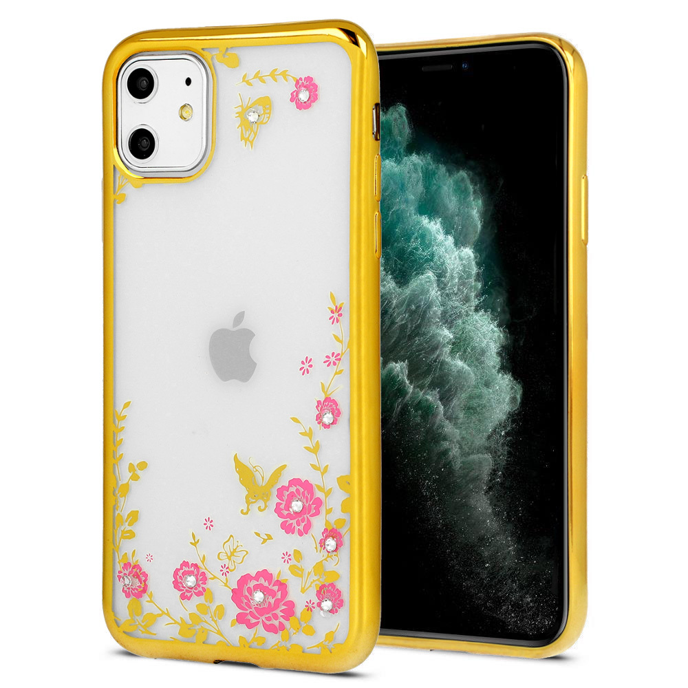 Pokrowiec Diamond Flower z�oty Apple iPhone 8