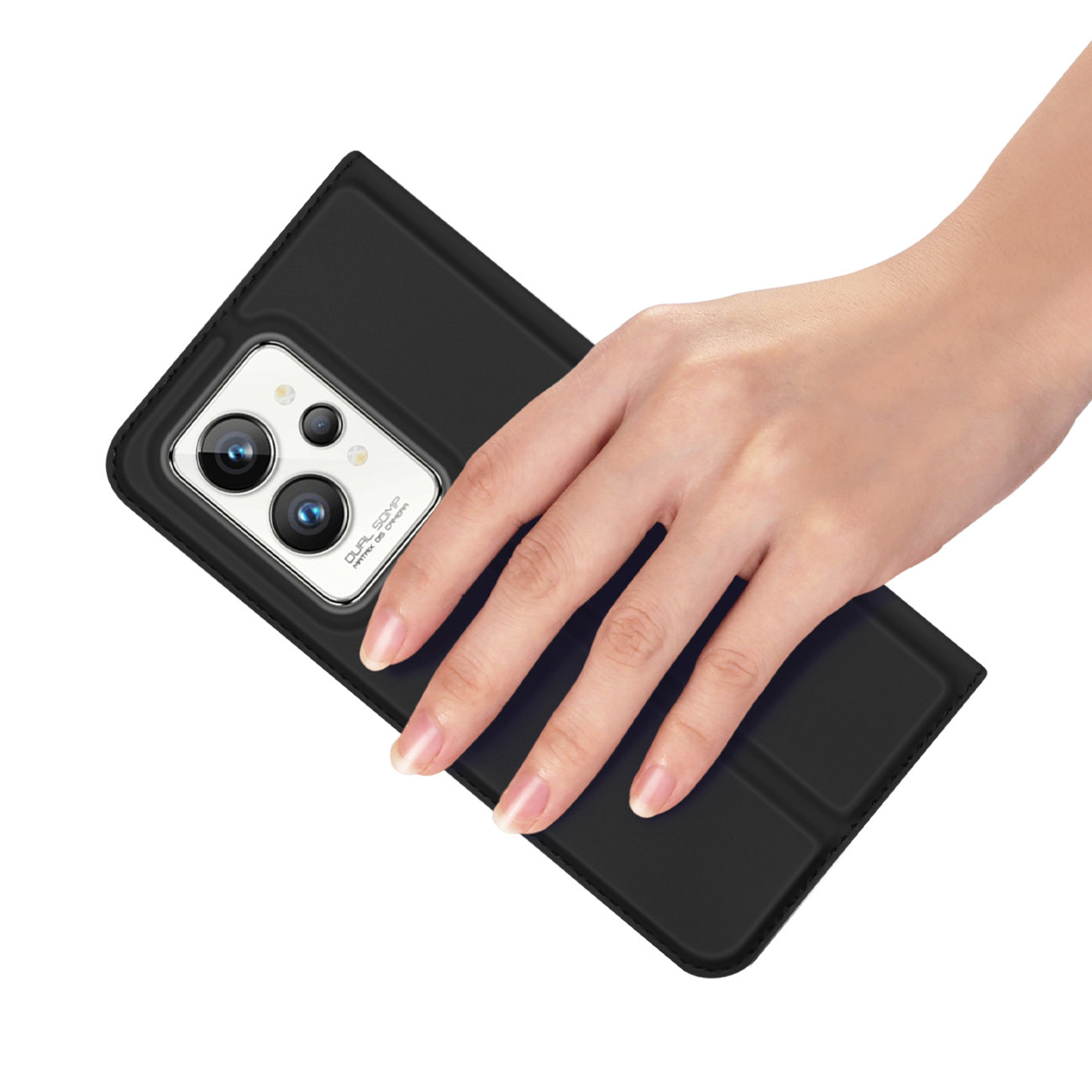 Etui zamykane z klapk� i magnesem Dux Ducis Skin Pro czarny Realme GT 2 Pro / 7