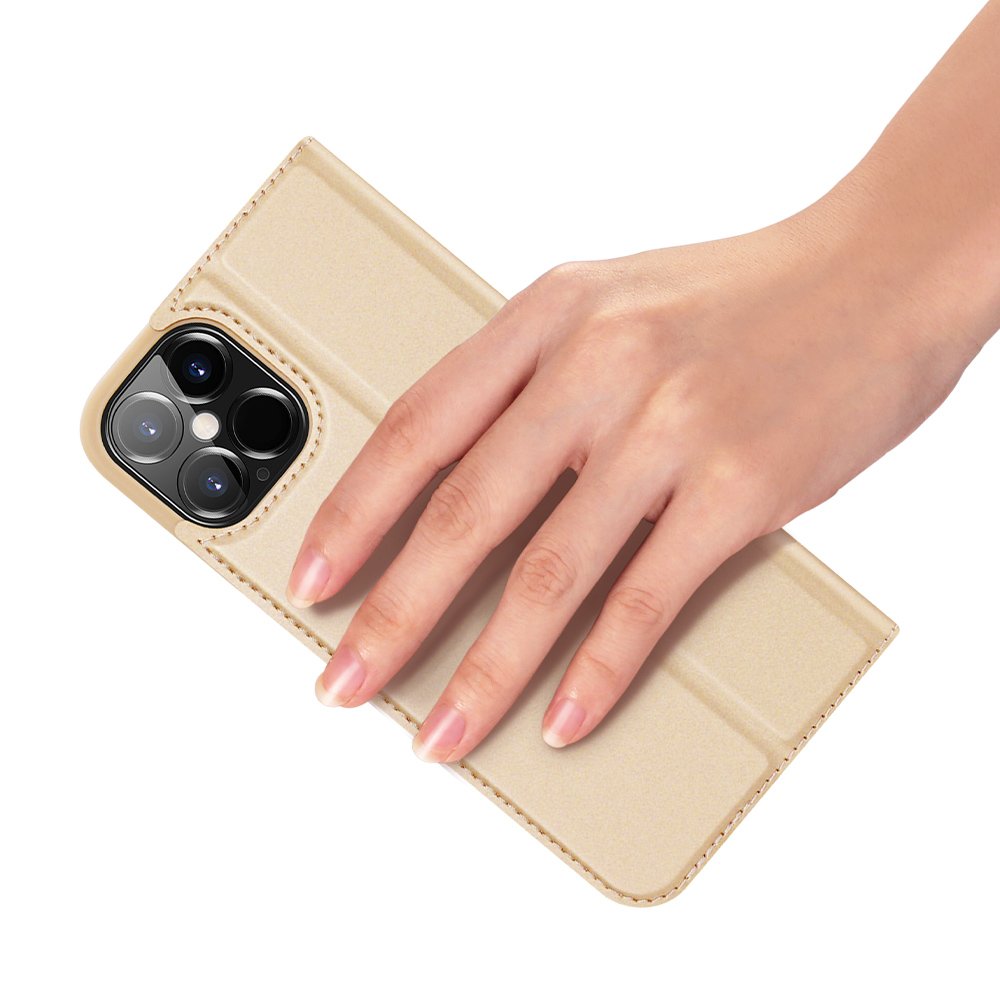 Etui zamykane z klapk� i magnesem Dux Ducis Skin Pro z�oty Apple iPhone 12 Pro Max / 8