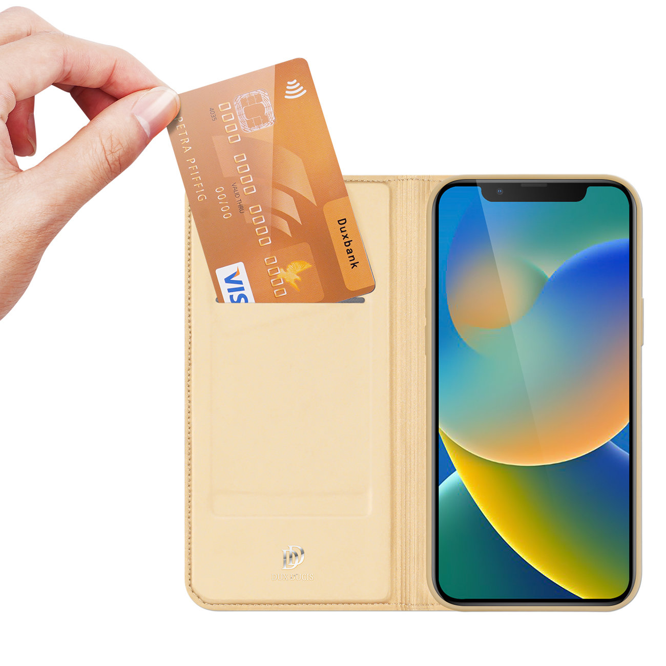 Etui zamykane z klapką i magnesem Dux Ducis Skin Pro złoty Apple iPhone 14 / 2 Etui zamykane z klapką i magnesem Dux Ducis Skin Pro złoty Apple iPhone 14 / 2