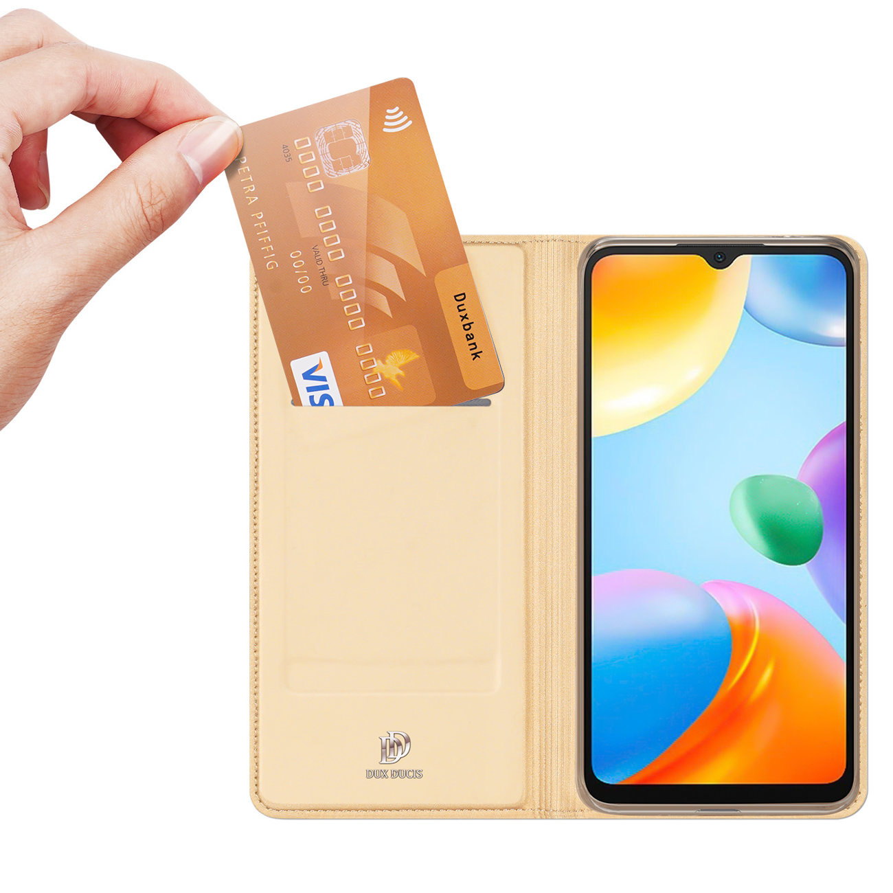 Etui zamykane z klapk� i magnesem Dux Ducis Skin Pro z�oty Xiaomi Redmi 10C / 2