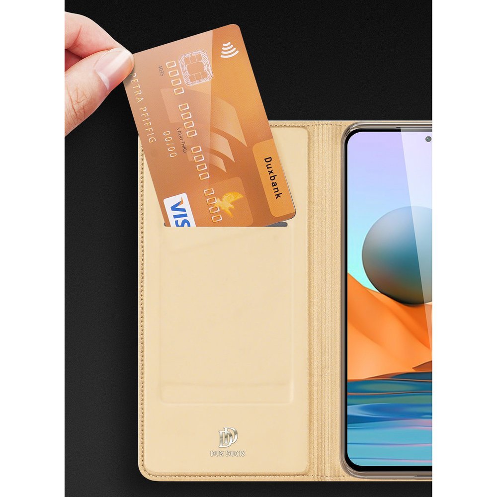 Etui zamykane z klapk� i magnesem Dux Ducis Skin Pro z�oty Xiaomi Redmi Note 10 Pro / 11