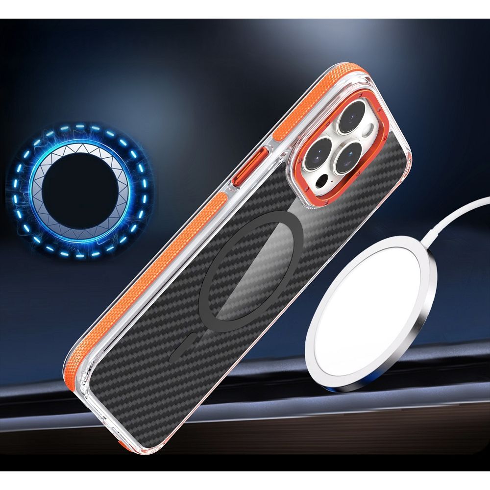 Pokrowiec Etui FIBER MagSafe karbonowe pomara�czowy Samsung Galaxy S26 / 5