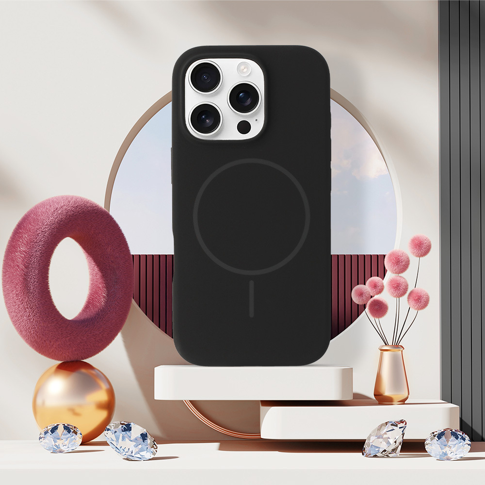 Pokrowiec Etui MagSafe Slim Silicone czarny Apple iPhone 17 / 8