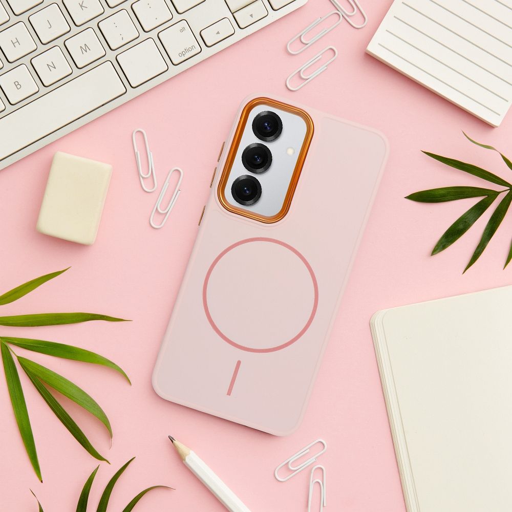 Pokrowiec Etui silikonowe magnetyczne z funkcj� MagSafe MAG COVER jasnyr�owy Samsung Galaxy A55 / 3