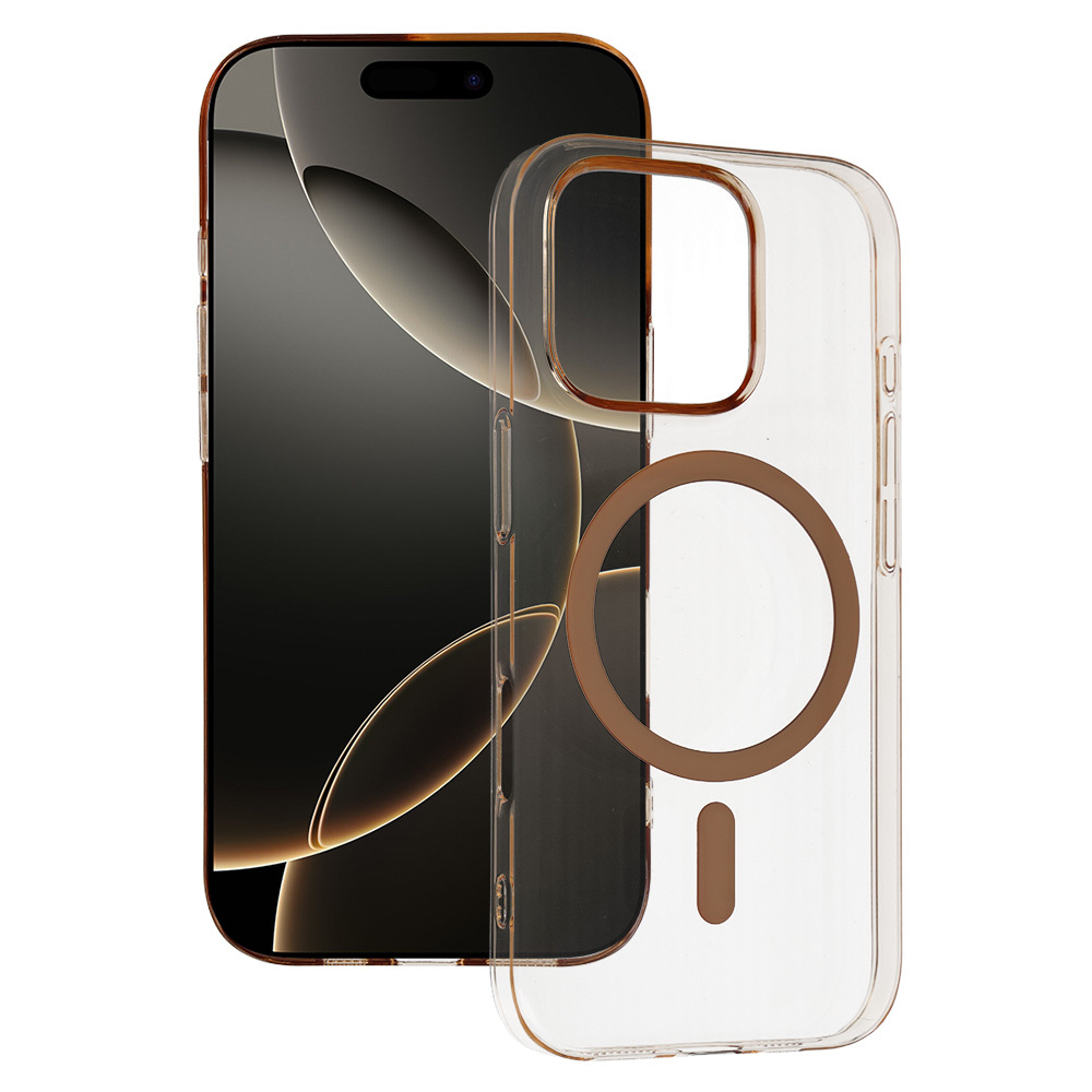 Pokrowiec etui Transparent Slim Magsafe Case br�zowy Apple iPhone 14 Pro