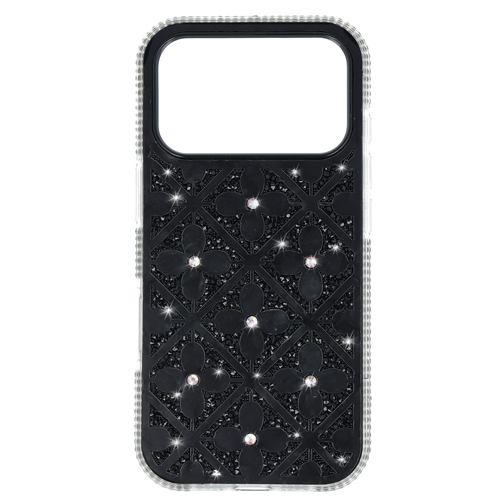 Pokrowiec etui z kryszta�kami Flower Case czarny Samsung Galaxy S26 Plus / 3