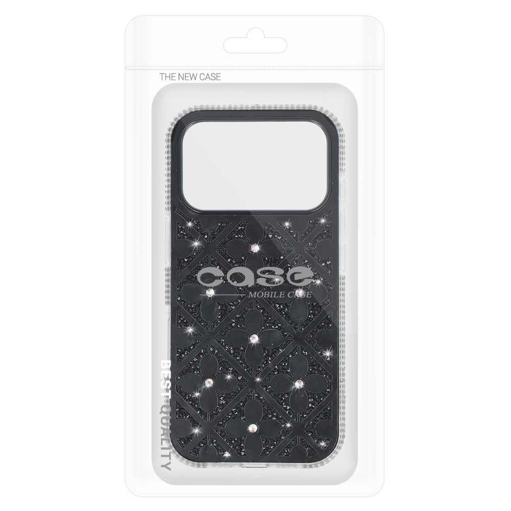 Pokrowiec etui z kryszta�kami Flower Case czarny Samsung Galaxy S26 / 8