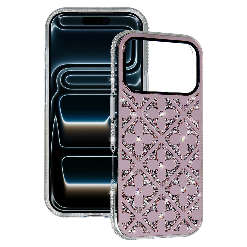 Pokrowiec etui z kryszta�kami Flower Case r�owy Samsung Galaxy S26
