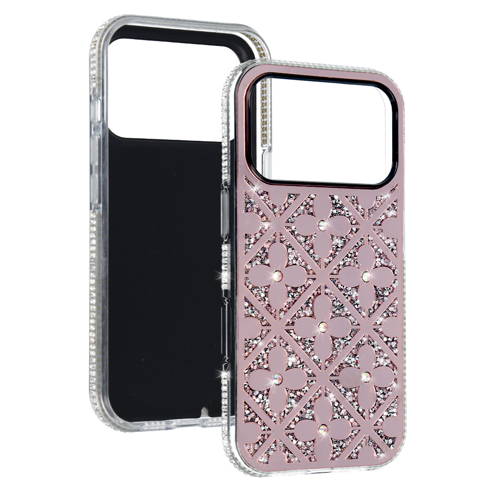 Pokrowiec etui z kryszta�kami Flower Case r�owy Samsung Galaxy S26 / 5