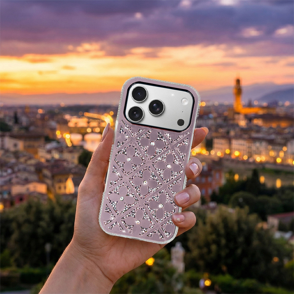 Pokrowiec etui z kryształkami Flower Case różowy Samsung Galaxy S26 Ultra / 7 Pokrowiec etui z kryształkami Flower Case różowy Samsung Galaxy S26 Ultra / 7