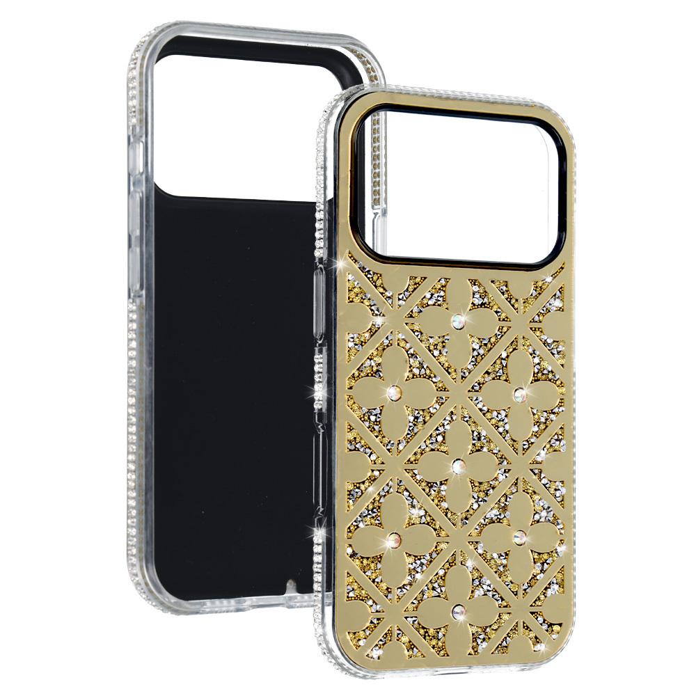 Pokrowiec etui z kryszta�kami Flower Case z�oty Samsung Galaxy S26 Plus / 5