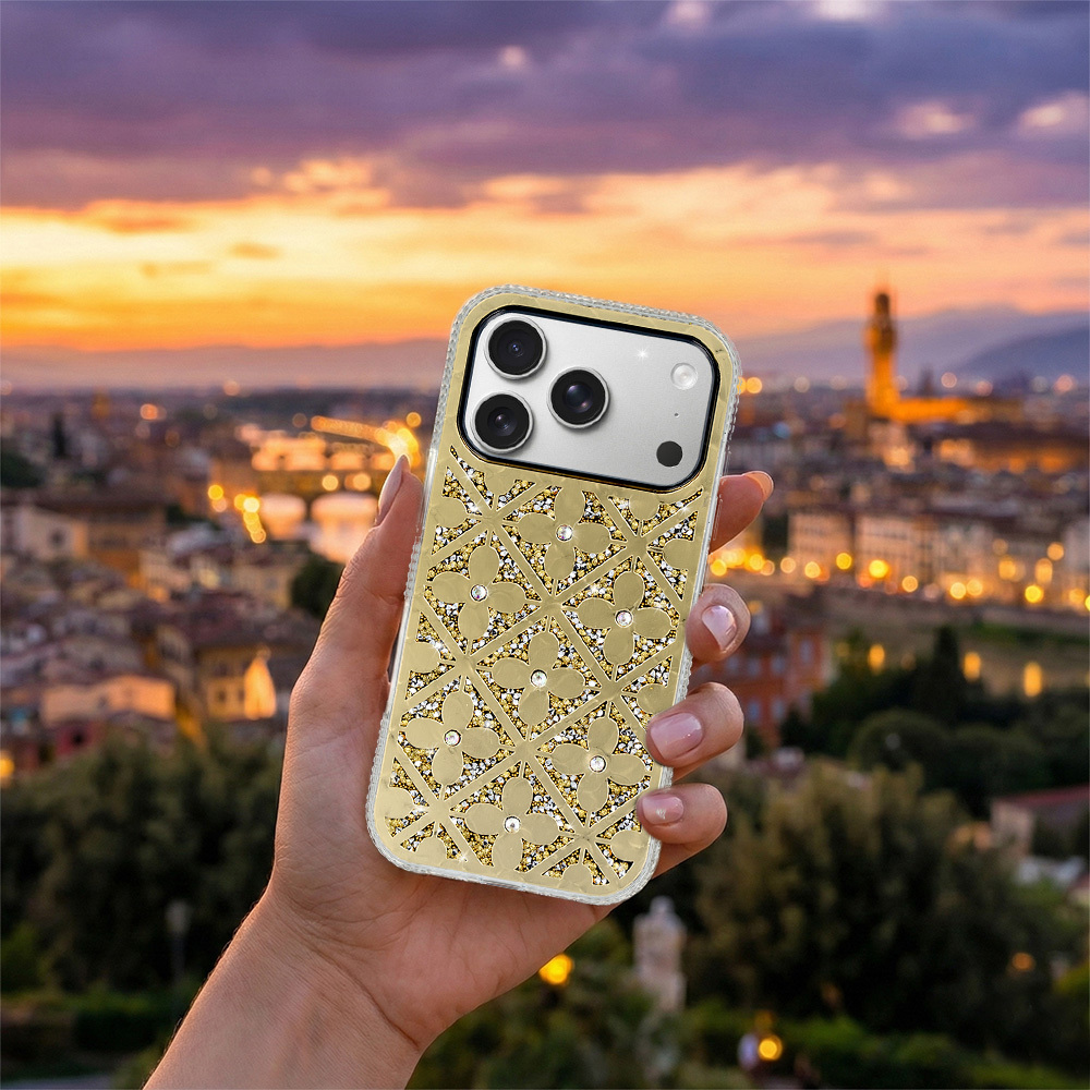 Pokrowiec etui z kryszta�kami Flower Case z�oty Samsung Galaxy S26 Plus / 7