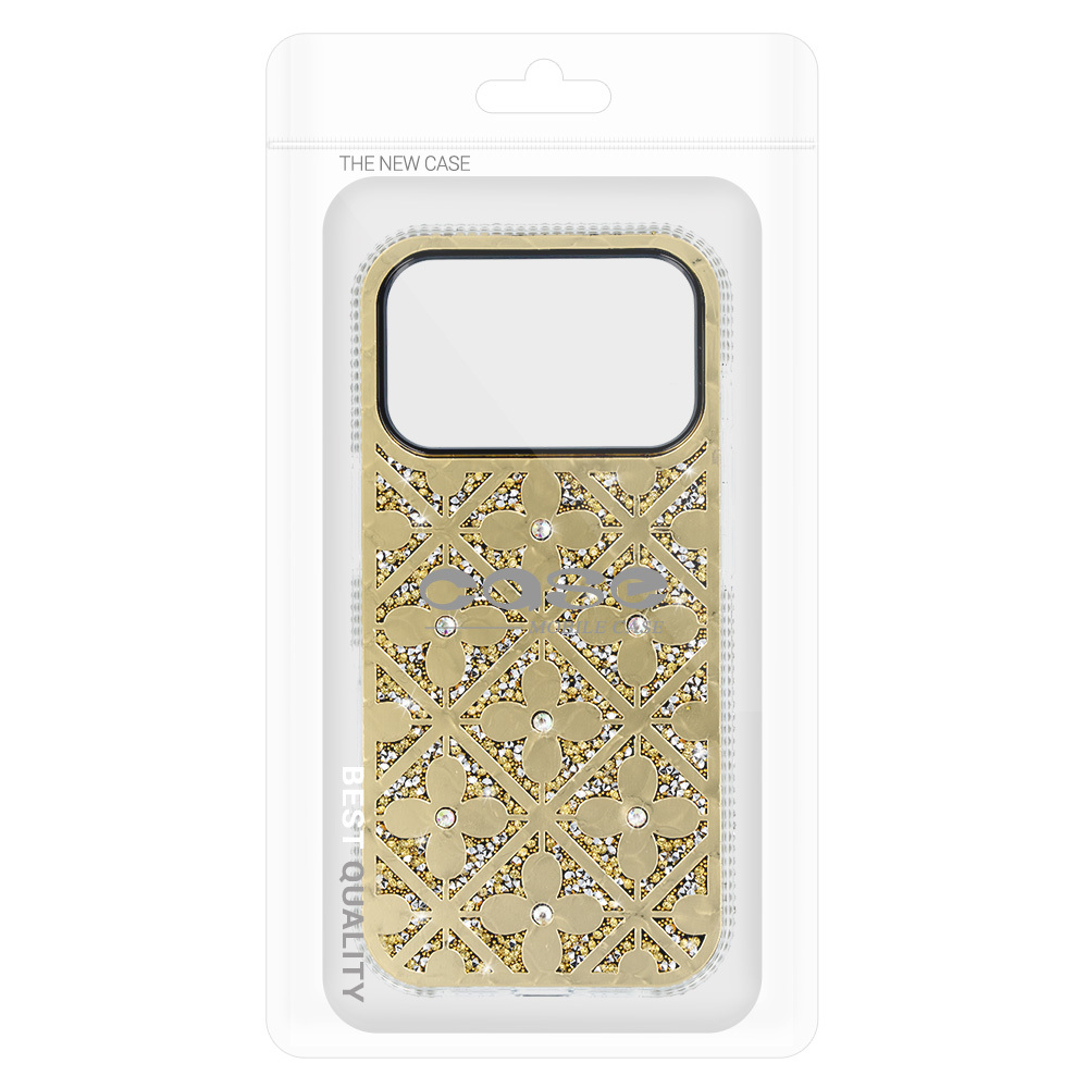 Pokrowiec etui z kryszta�kami Flower Case z�oty Samsung Galaxy S26 / 8