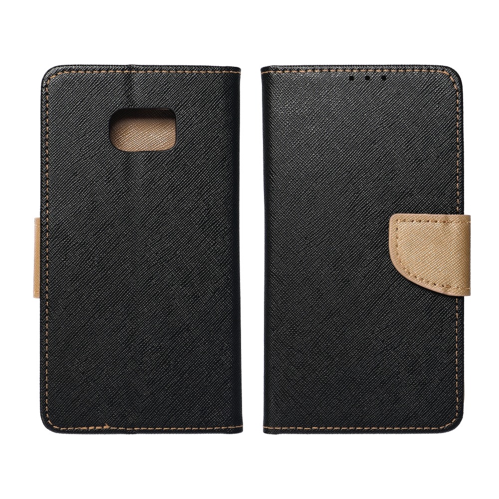 Etui zamykane z klapk� i magnesem Fancy Book czarno-z�oty Samsung Galaxy A03s / 5