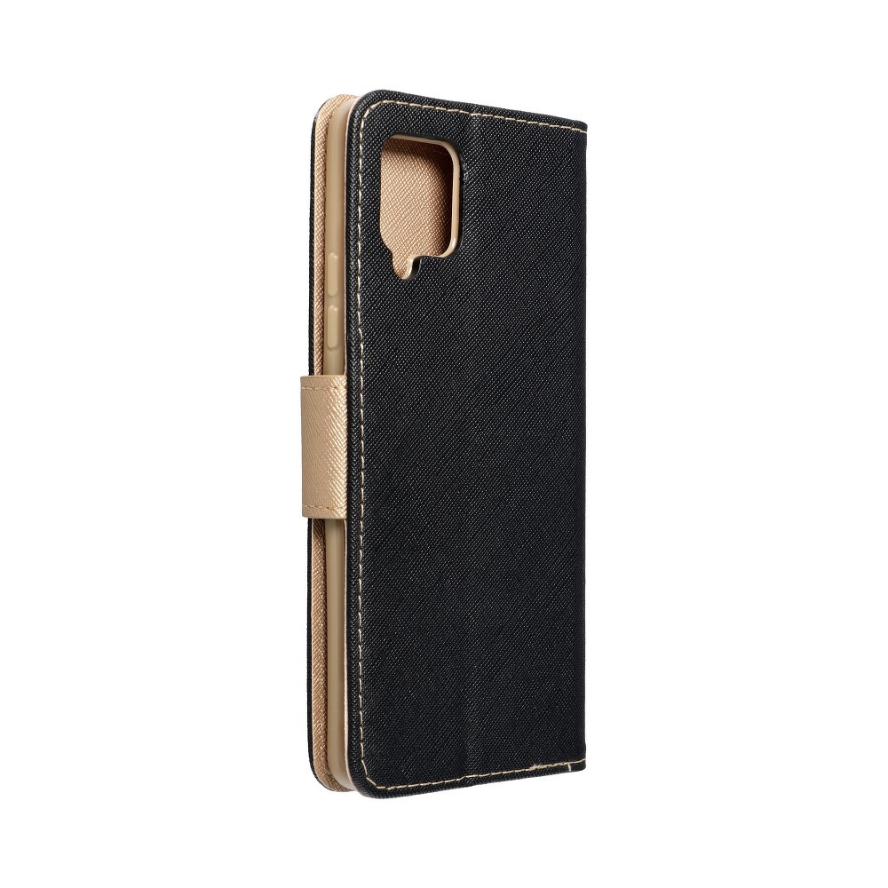 Etui zamykane z klapk� i magnesem Fancy Book czarno-z�oty Samsung Galaxy A03s / 7