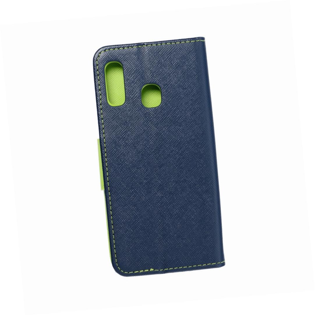 Etui zamykane z klapk� i magnesem Fancy Book granatowo-limonkowy Samsung Galaxy A20e