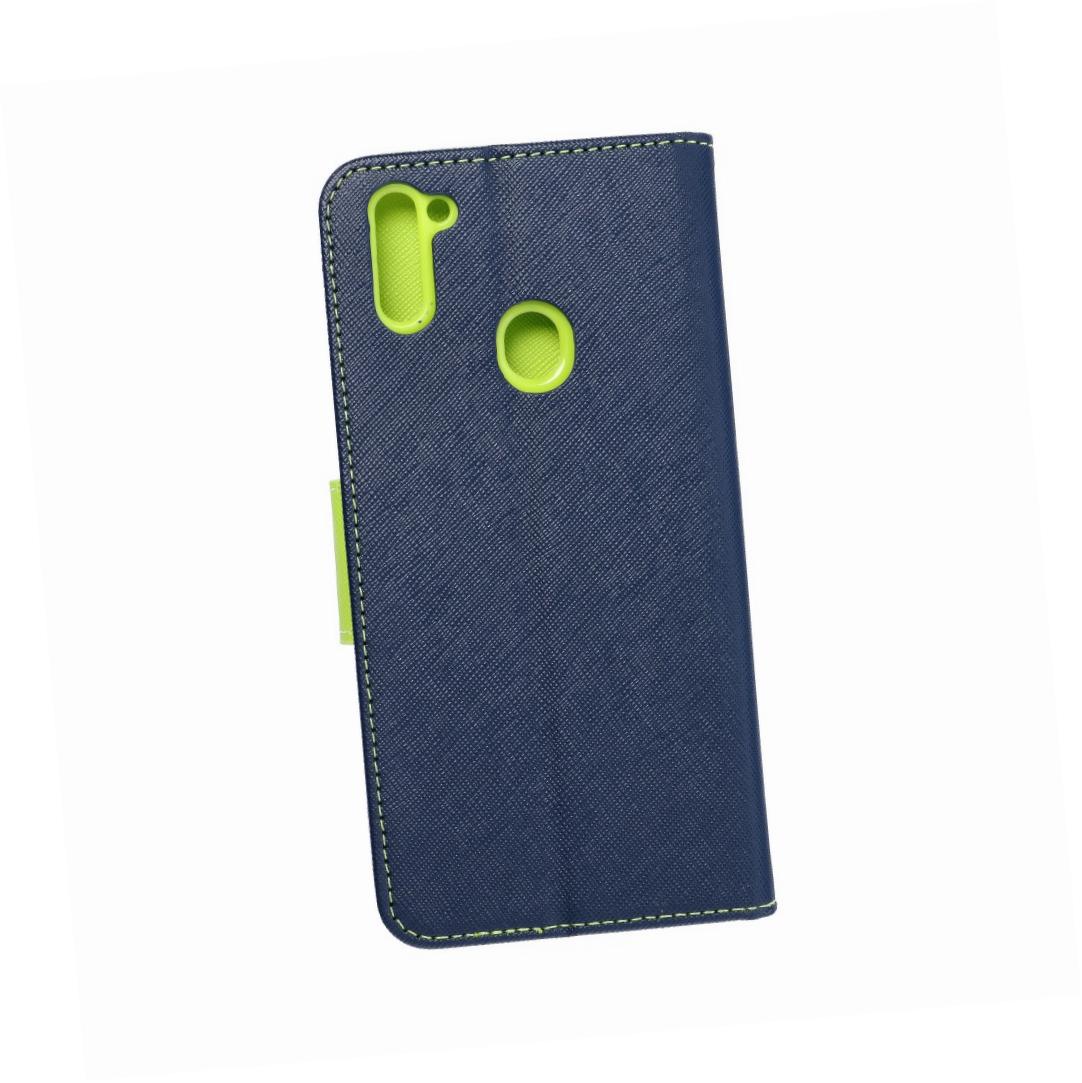 Etui zamykane z klapk� i magnesem Fancy Book granatowo-limonkowy Samsung Galaxy M11