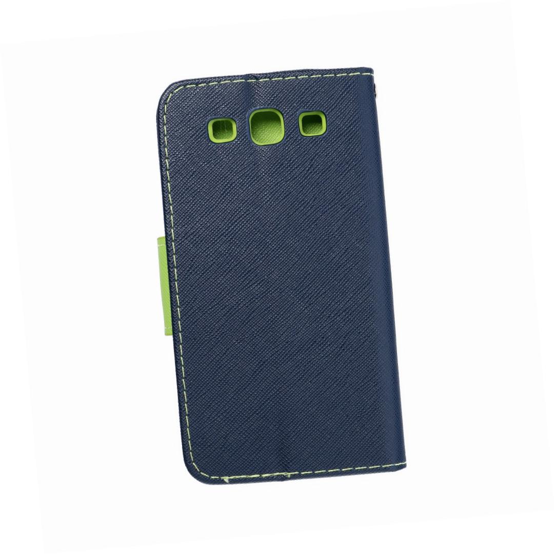 Etui zamykane z klapk� i magnesem Fancy Book granatowo-limonkowy Samsung Galaxy S3 (i9300)