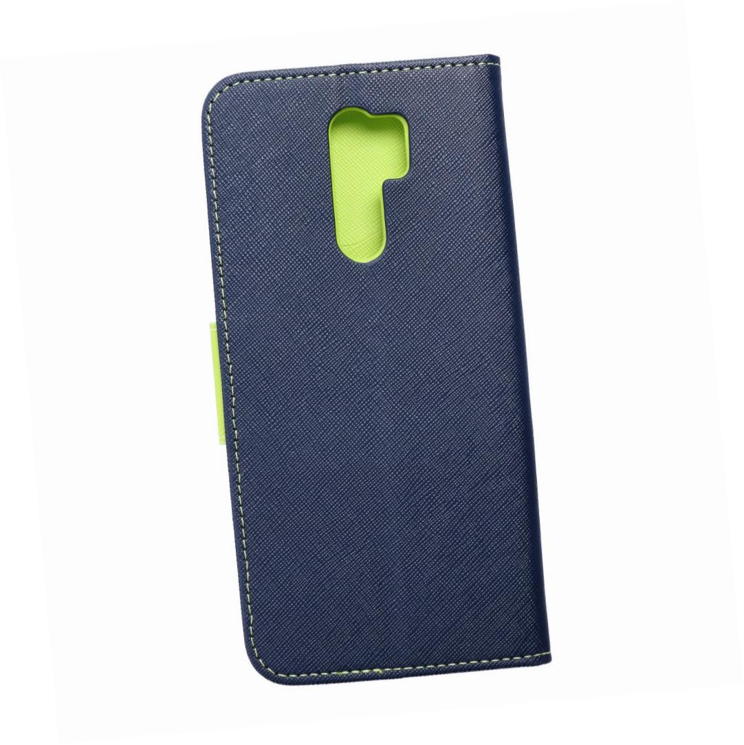 Etui zamykane z klapk� i magnesem Fancy Book granatowo-limonkowy Xiaomi Redmi 9