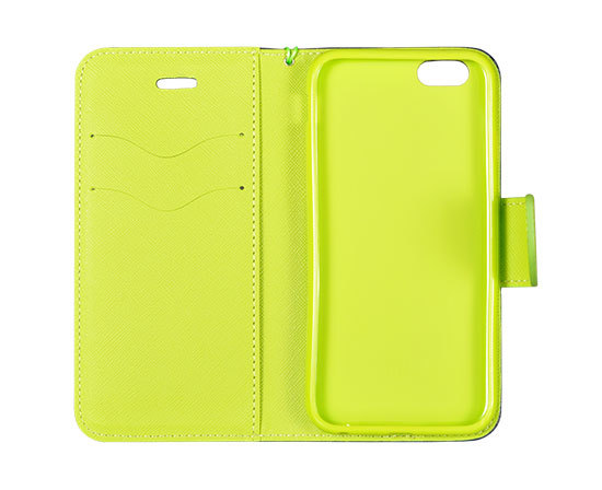 Etui zamykane z klapk� i magnesem Fancy Case granatowo-limonkowy Apple iPhone 6s / 2