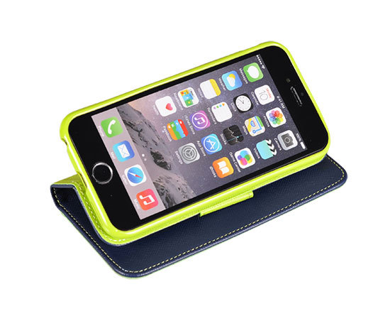 Etui zamykane z klapk i magnesem Fancy Case granatowo-limonkowy Apple iPhone 6s / 3
