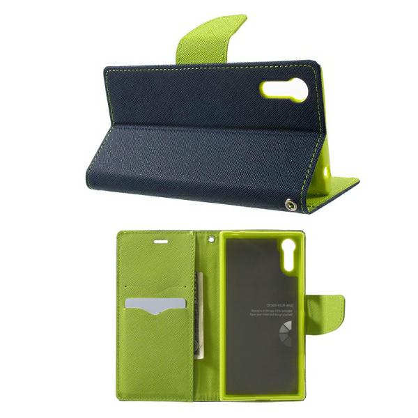 Etui zamykane z klapk i magnesem Fancy Case granatowo-limonkowy Apple iPhone 12 / 2