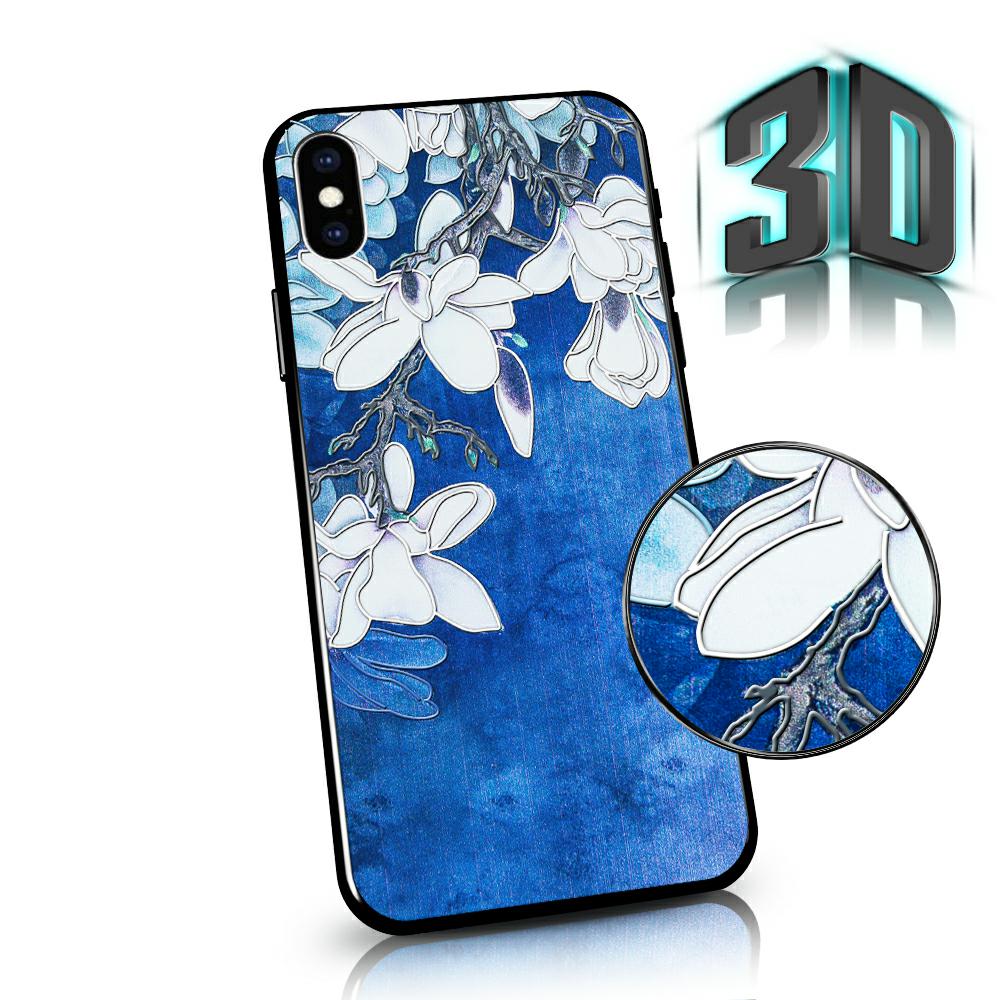 Pokrowiec Flowers 3D Case niebieski Apple iPhone 8