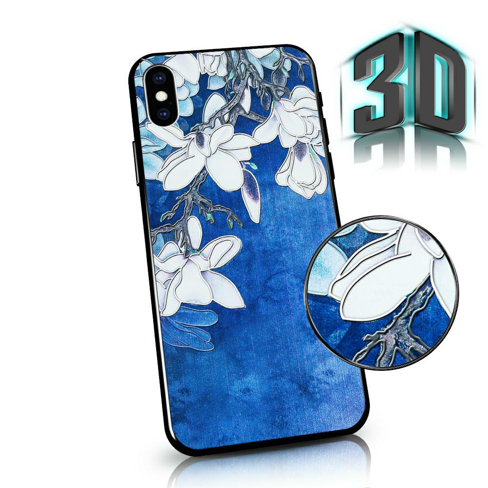 Pokrowiec Flowers 3D Case niebieski Huawei P40