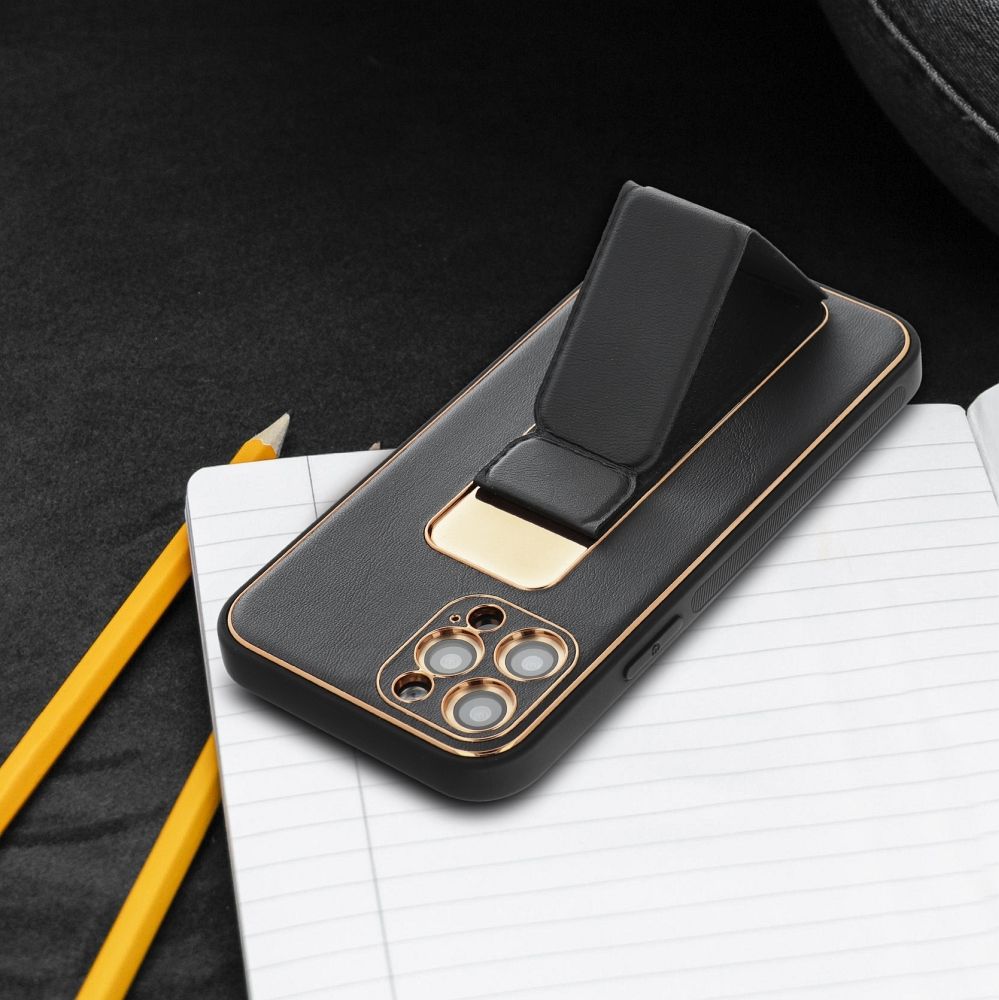 Pokrowiec Forcell Leather Case Kickstand czarny Apple iPhone 14 / 7