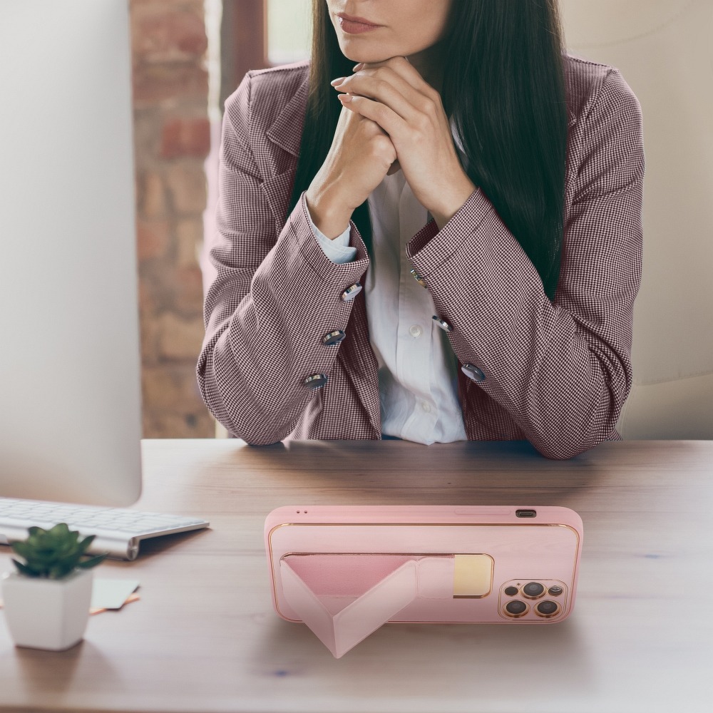 Pokrowiec Forcell Leather Case Kickstand różowy Samsung Galaxy A12 / 7 Pokrowiec Forcell Leather Case Kickstand różowy Samsung Galaxy A12 / 7