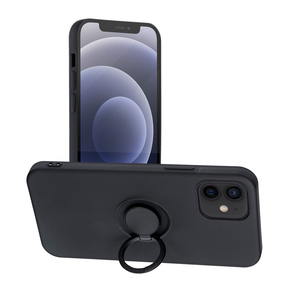 Pokrowiec Forcell Silicone Ring czarny Apple iPhone 12 / 2