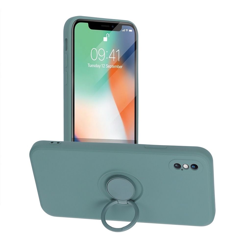 Pokrowiec Forcell Silicone Ring zielony Apple iPhone X