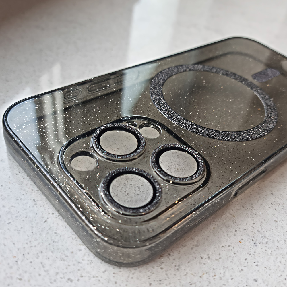 Pokrowiec Glitter Magsafe Case czarny Apple iPhone 11 / 7