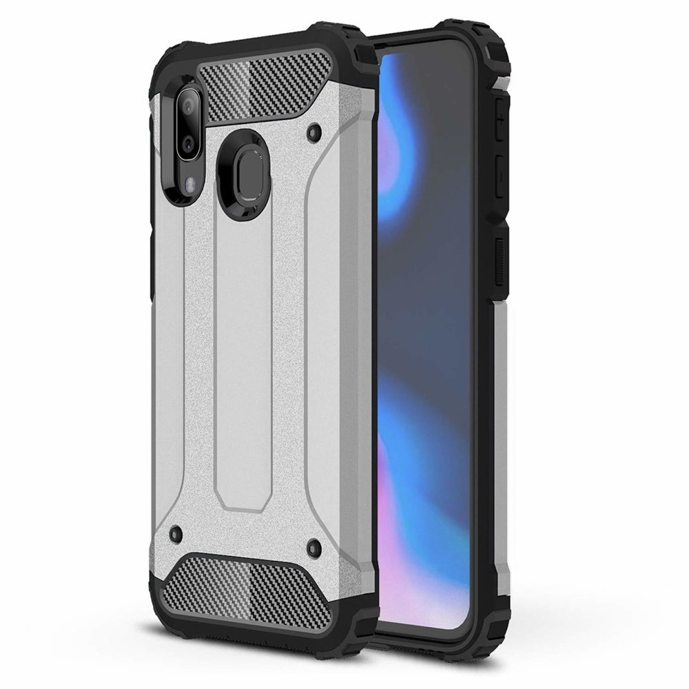 Pokrowiec Hybrid Armor pancerny srebrny Samsung Galaxy A40 Pokrowiec Hybrid Armor pancerny srebrny Samsung Galaxy A40
