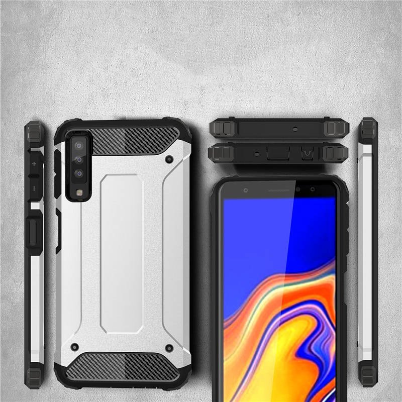 Pokrowiec Hybrid Armor pancerny srebrny Samsung Galaxy A7 (2018) / 5