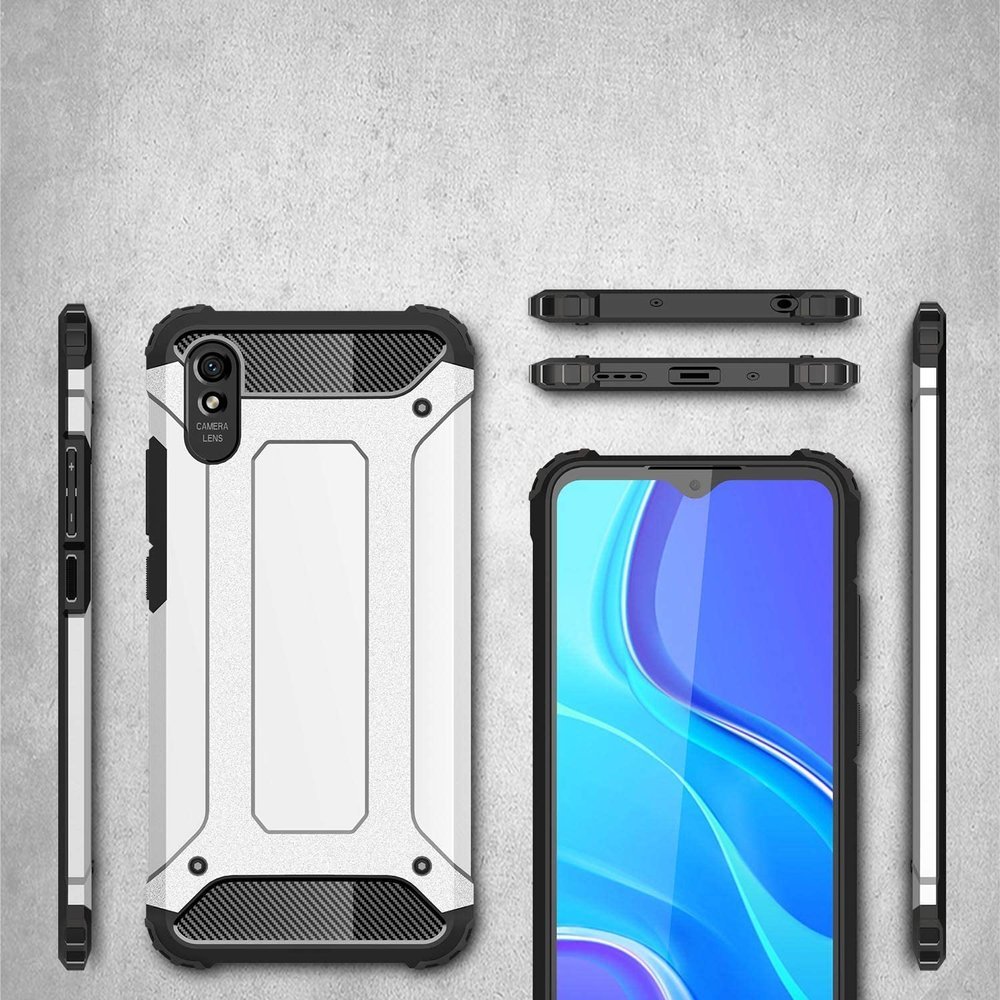 Pokrowiec Hybrid Armor pancerny srebrny Xiaomi Redmi 9A / 7