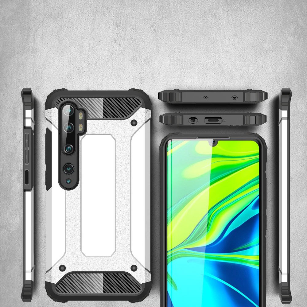 Pokrowiec Hybrid Armor pancerny srebrny Xiaomi Mi Note 10 Pro / 2