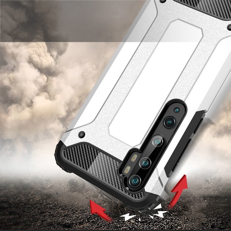 Pokrowiec Hybrid Armor pancerny srebrny Xiaomi Mi Note 10 / 4