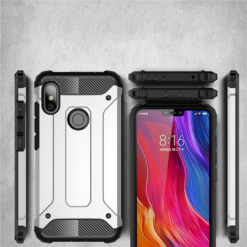Pokrowiec Hybrid Armor pancerny srebrny Xiaomi Redmi Note 6 Pro / 3