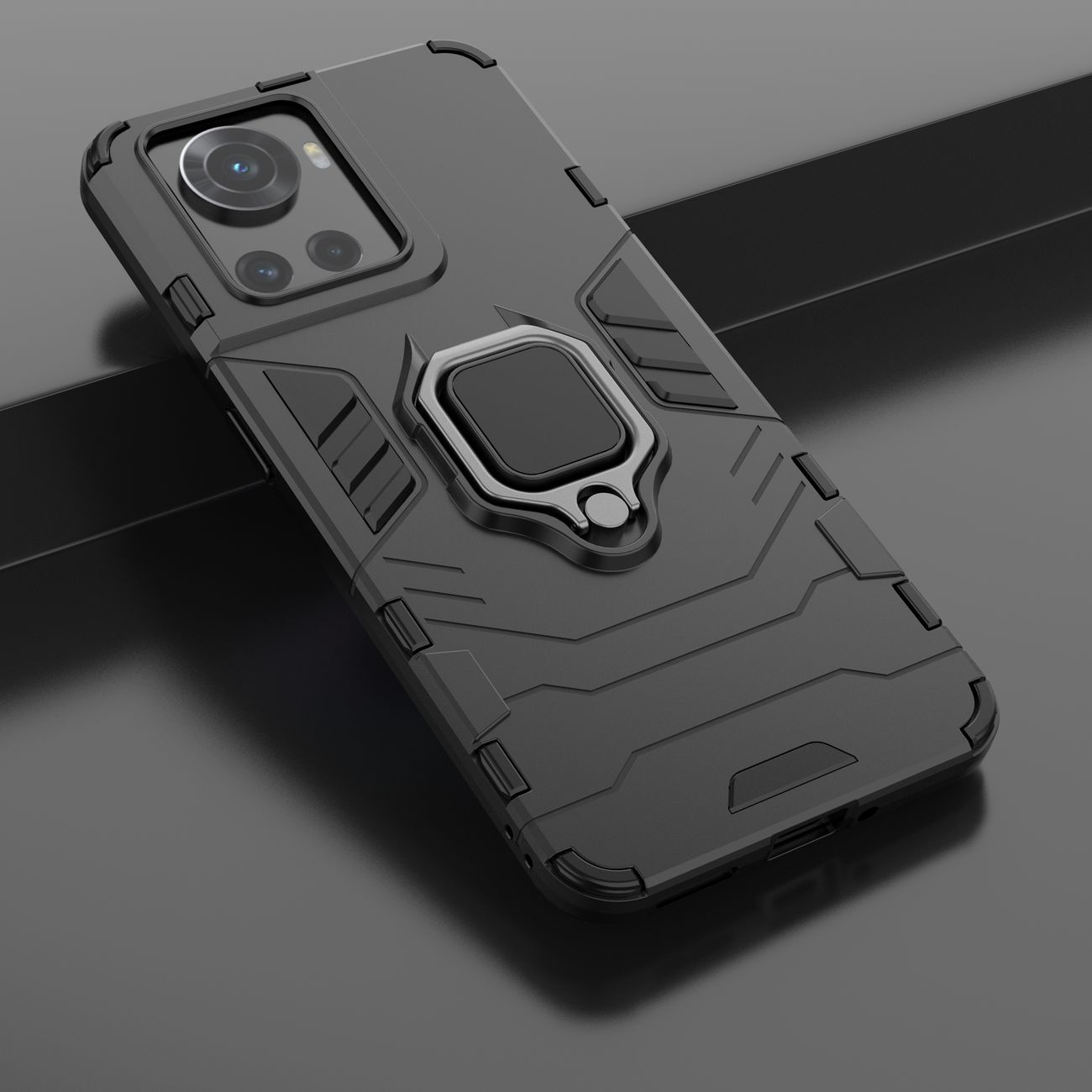 Pokrowiec hybrydowy Ring Armor pancerny czarny OnePlus Ace / 7