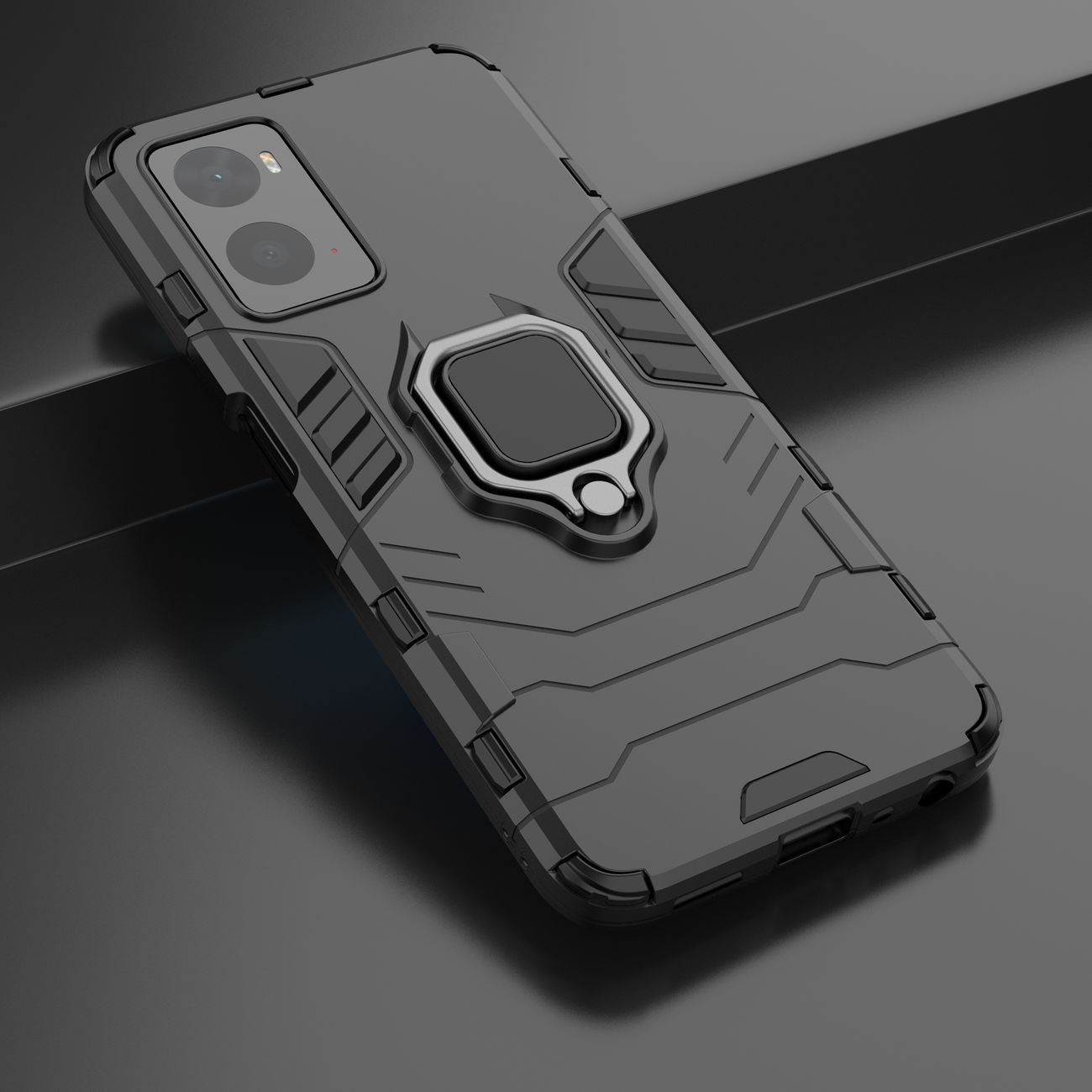 Pokrowiec hybrydowy Ring Armor pancerny czarny Oppo A76 / 7