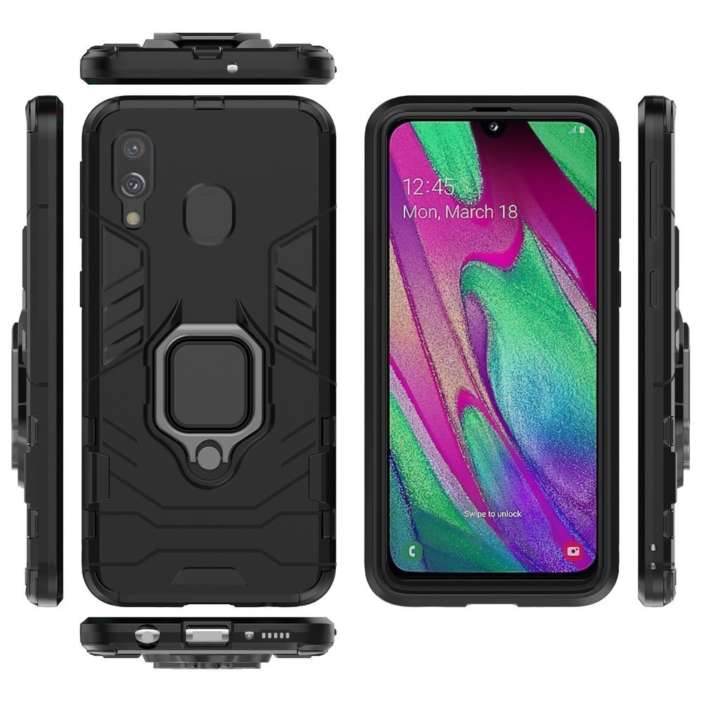 Pokrowiec hybrydowy Ring Armor pancerny czarny Samsung Galaxy A40 / 7